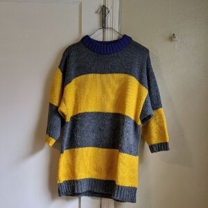(Sold) Vintage | Striped Gray and Yellow Sweater | M